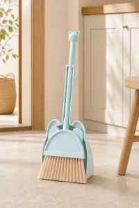 Soft bristles detail of kids broom and dustpan set