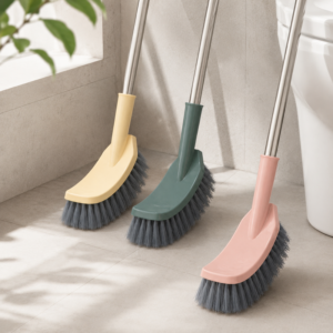 Pink yellow and green macaron toilet brush set