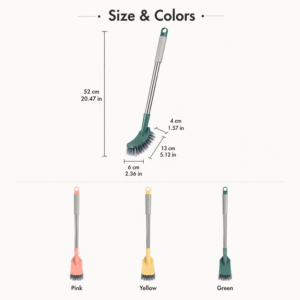 Macaron long handle toilet brush size chart with cm and inch