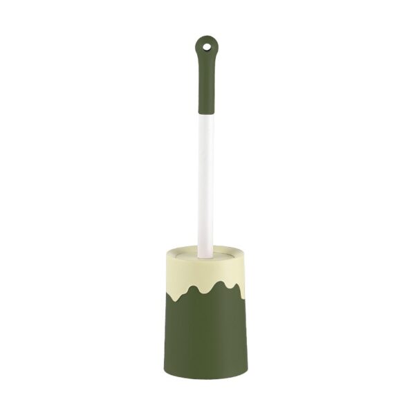 Decorative toilet cleaning brush with dessert style holder for modern bathrooms