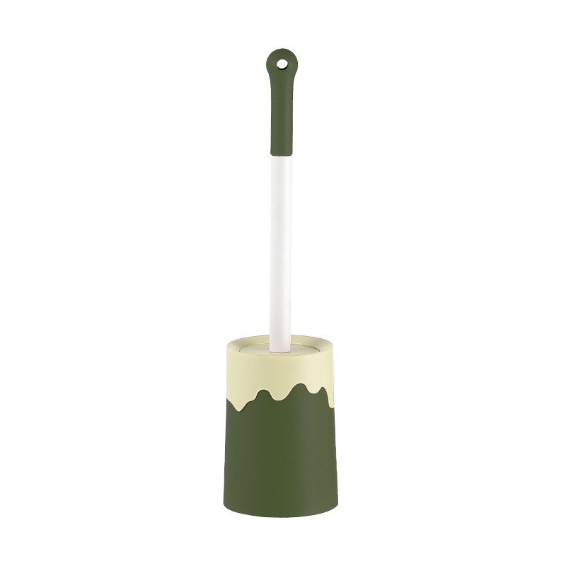 Decorative toilet cleaning brush with dessert style holder for modern bathrooms