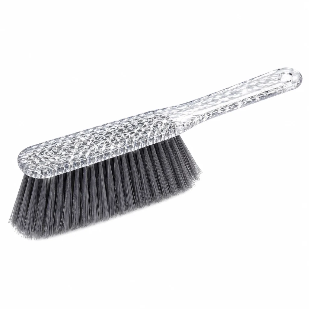 Luxury Style Bed Cleaning Brush with Clear Textured Handle