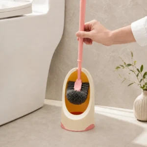 Toilet brush and holder set with purple pink green options
