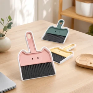 Brush and dustpan set for convenient daily tabletop cleaning
