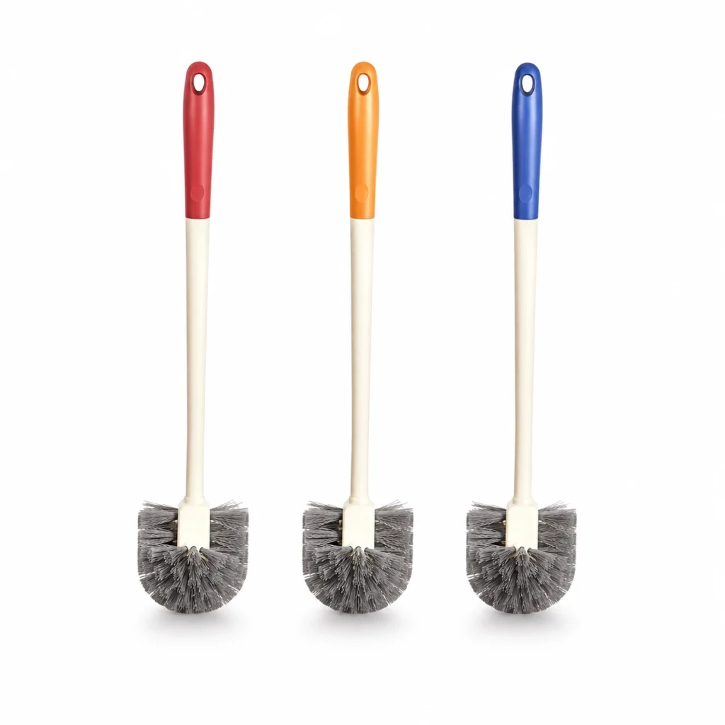 Angle head toilet brush product features for deep toilet cleaning