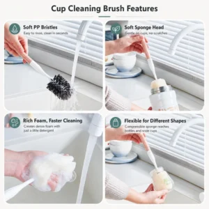 Close-up of cactus style hanging handle for cup brush