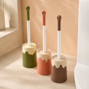 Close-up view of toilet brush bristles and round holder opening