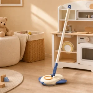 Playful airplane mop base designed for children’s cleaning practice