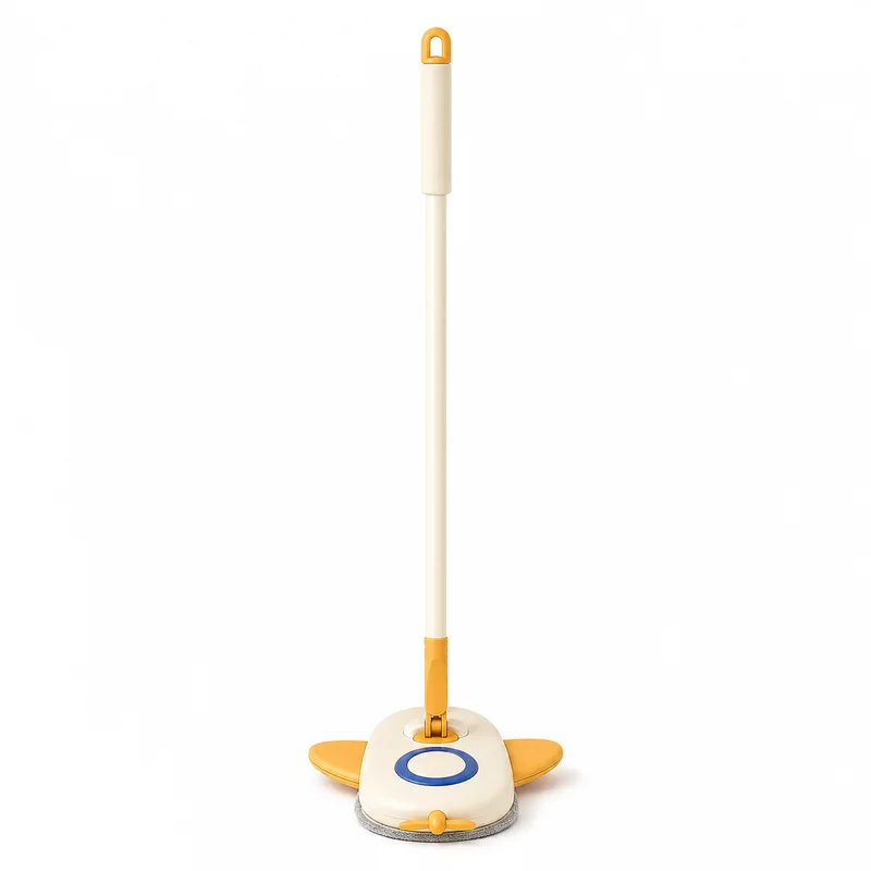 Yellow kids airplane mop white background
