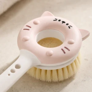 Back view of cat-shaped bathroom brush with cleaning bristles