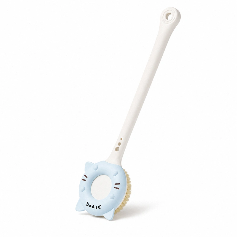Blue cat bath brush white background