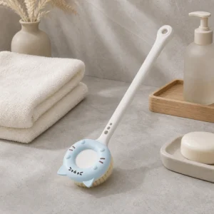 Close-up of cute cat brush head with compact cleaning bristles