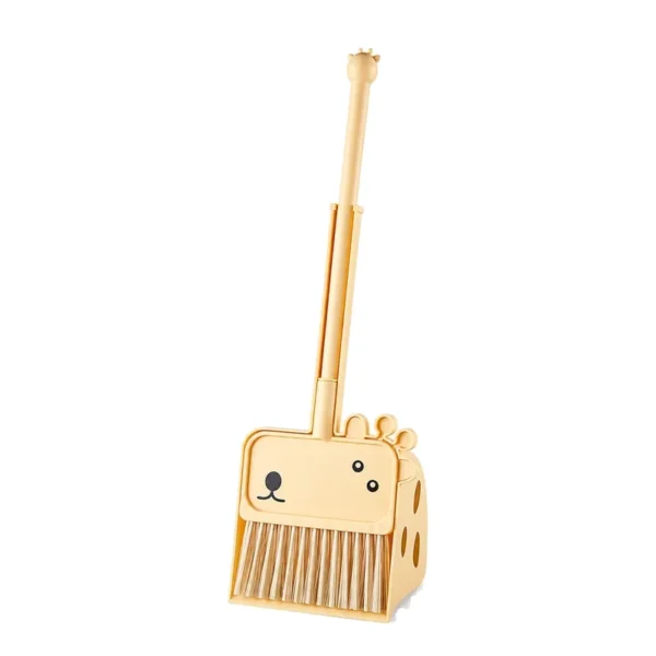 Kids giraffe broom with playful animal-shaped plastic dustpan design