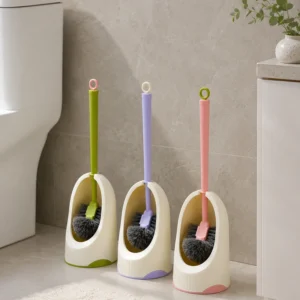 Close-up of dense toilet brush bristles for stain removal