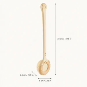 38 cm long handle bath brush with cm and inch measurements