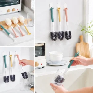 Sponge and soft bristle cup brushes for kitchen cleaning