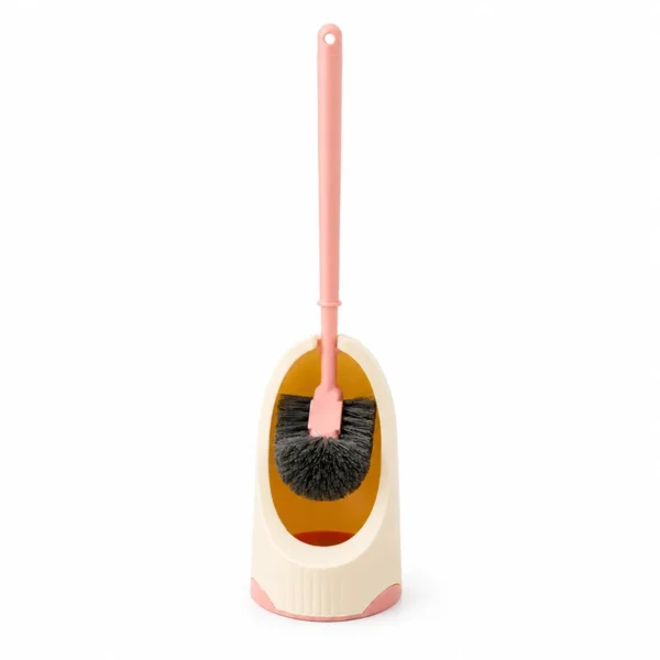 J-shaped toilet brush and holder set for bathroom cleaning