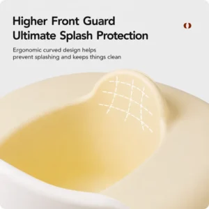 Toddler potty chair with higher front guard for splash protection