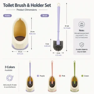 Toilet brush dimensions with holder and brush size details