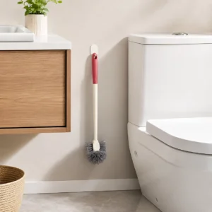 Angle head toilet brush cleaning toilet edges and hard to reach corners