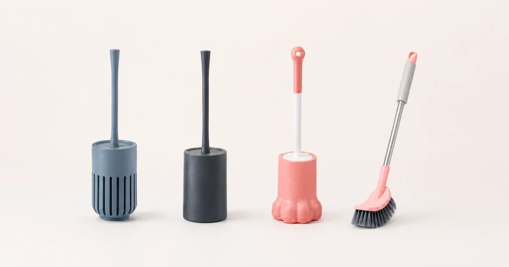 Four retail-ready toilet brush designs for B2B bathroom cleaning product sourcing