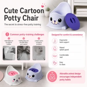Cute cartoon animal potty chair with training features