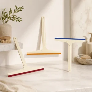 Household window squeegee in blue orange and red blade options