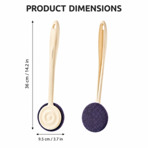 Long handle bath brush product dimensions 36 cm by 9.5 cm