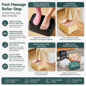 Foot massage roller step with textured surface and rolling massage sections for daily home comfort