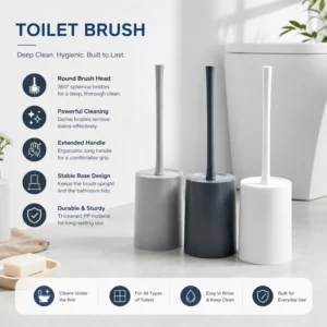 Modern toilet brush set with deep clean features