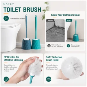 Toilet brush holder keeps bathroom neat and dry