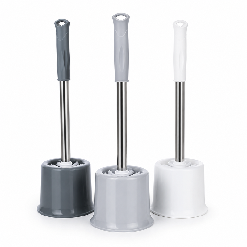 Toilet brush set in dark gray light gray and white color options